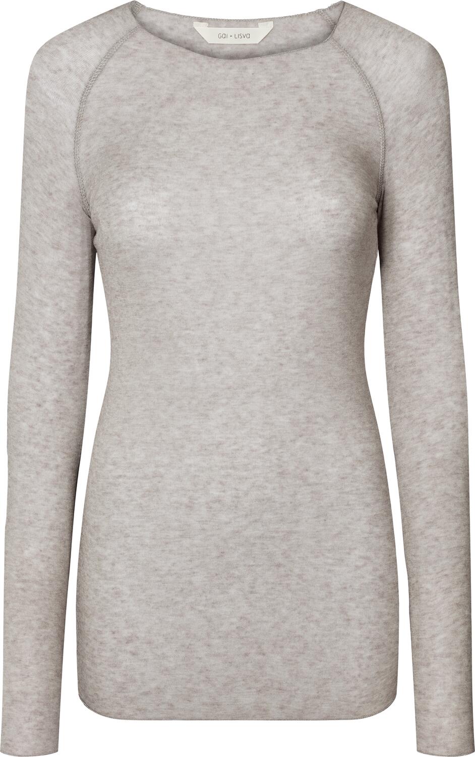 Amalie Wool langærmet t-shirt - Light Grey Melange